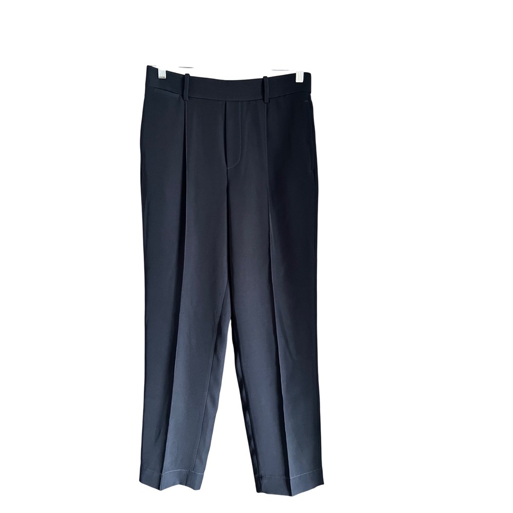 Vince‎ Black Pleated Pants Elastic Waistband Cropped Career Casual Size M